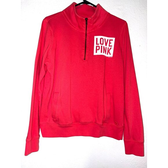 Love Pink Victoria's Secret Pink Quarter-Zip Pullover Sweatshirt Size M - Picture 1 of 8